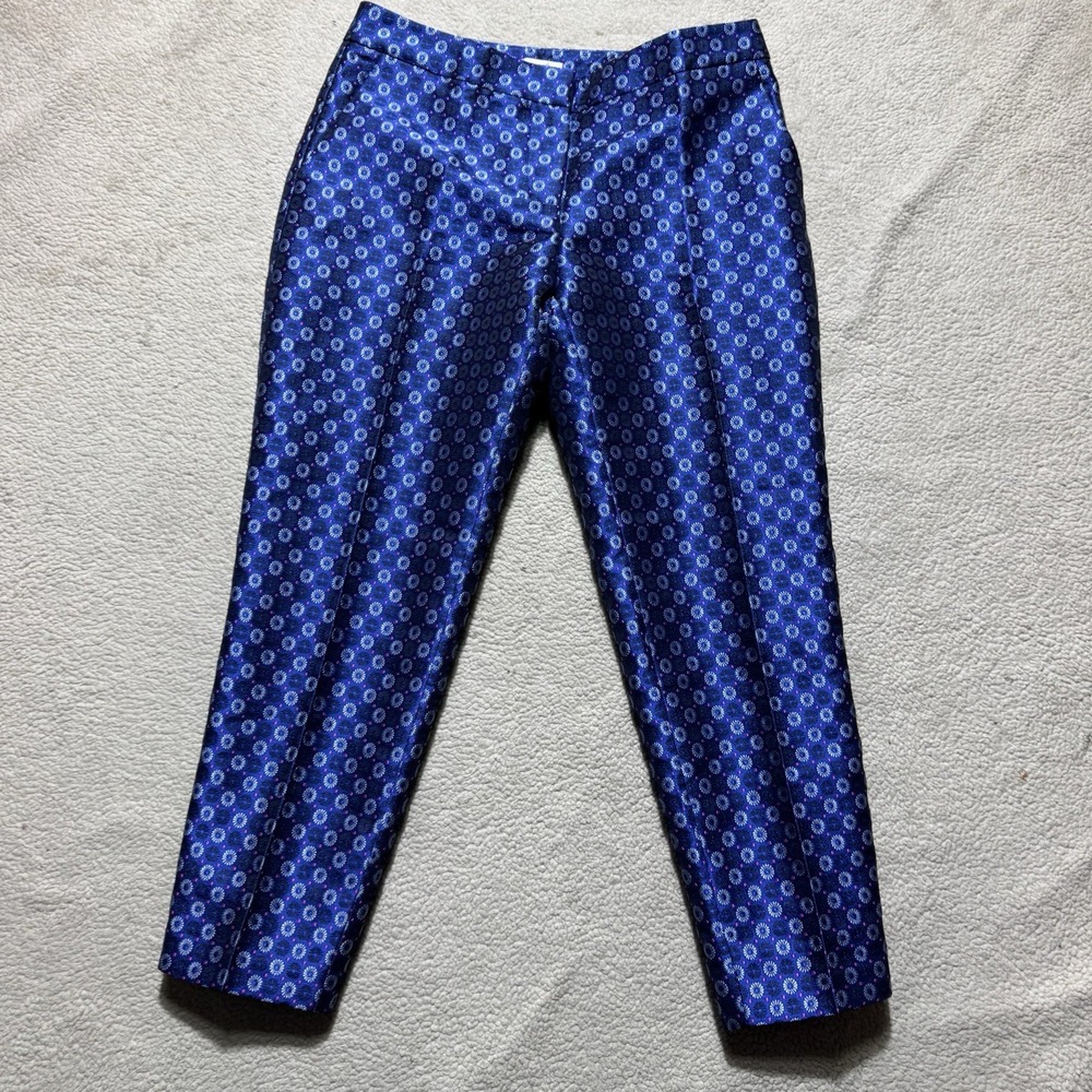 leifsdottir Blue Printed Cropped Pants Size 0P Anthropologie